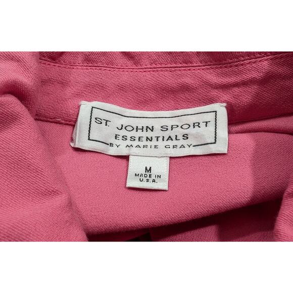 St. John Sport Essentials Jacket Pink Zip Front Cotton Blend Misses Size M - Picture 6 of 7